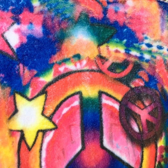 Justice Kids Rainbow Tie Dye Fleece Hoodie Sweatshirt Peace Stars Heart Zipper - Picture 14 of 14